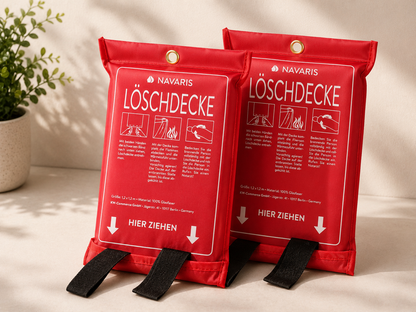 Navaris Löschdecke 2er Set 120x120cm Glasfaser Feuerdecke Brandschutzdecke C01