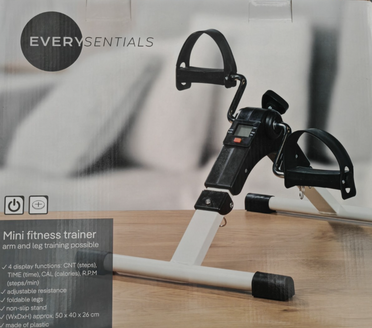 EVERYSENTIALS Mini Heimtrainer Pedaltrainer Arm Bein Fitness LCD klappbar E2