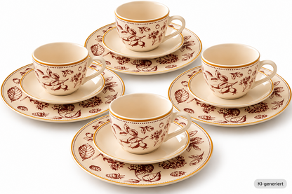 Weltbild Rubin Garten Kaffeeservice 12tlg Porzellan Tassen Teller Blumen HA17