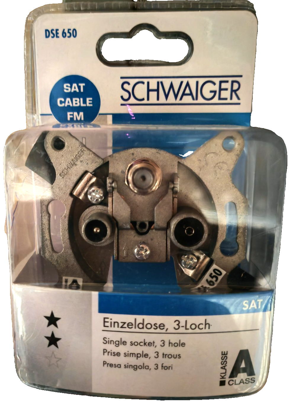 Schwaiger SAT Antennendose 3-Loch TV Radio SAT Enddose FM Einzeldose A5