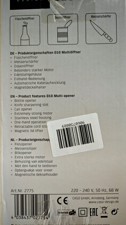CASO D10 Multiöffner Dosenöffner Flaschenöffner Messerschärfer Edelstahl B07