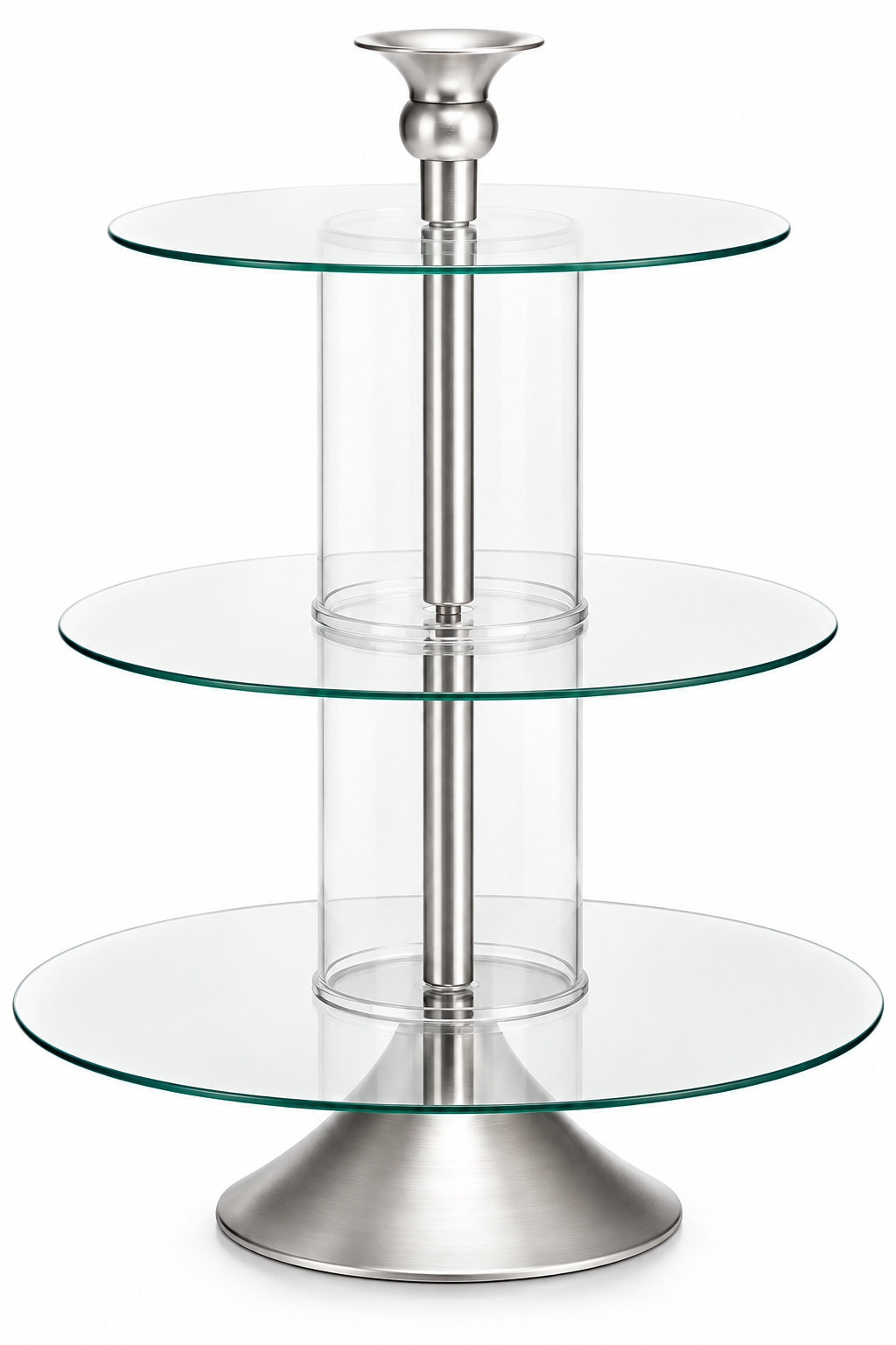 ABELLA Casa Etagere 3 Glasböden Schwarz Silber 45cm Ø33cm Kerzenhalter HA36