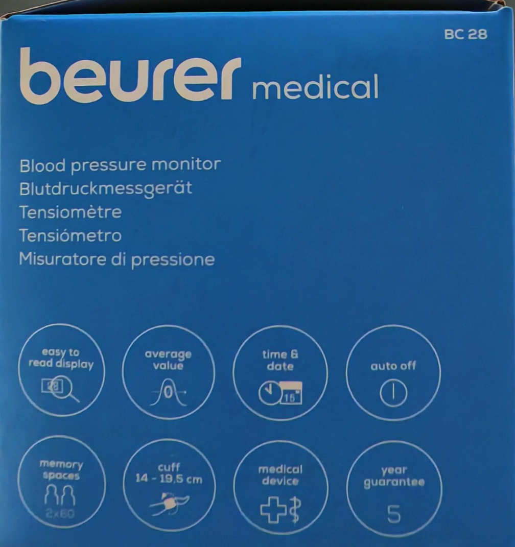 Beurer Blutdruckmessgerät BC28 Blutdruckmesser Pulsmessung Digital Gerät C-01
