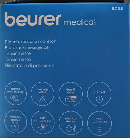 Beurer Blutdruckmessgerät BC28 Blutdruckmesser Pulsmessung Digital Gerät C-01