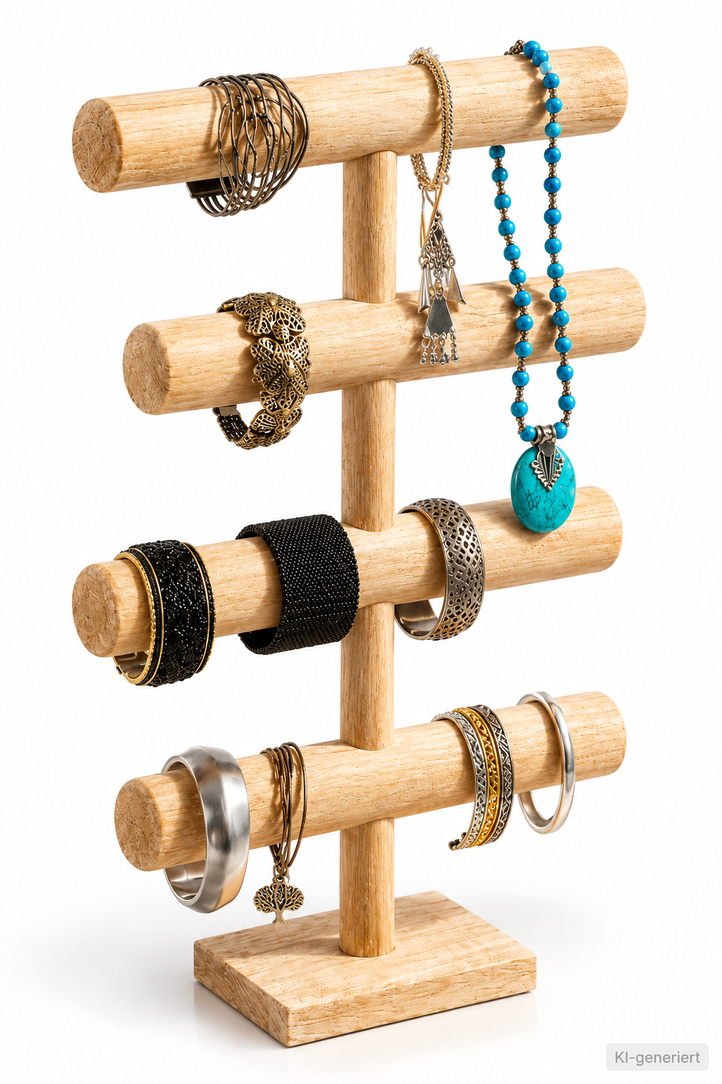 BELLE VOUS Schmuckständer Holz 4 Etagen Armbandhalter Kettenhalter Eiche F4