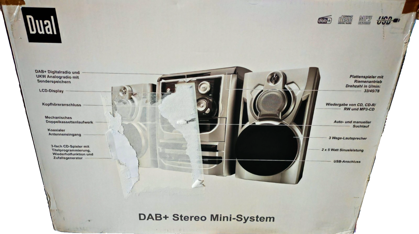 Dual MP301 Stereoanlage CD Wechsler Plattenspieler Kassettendeck USB Radio HA32G
