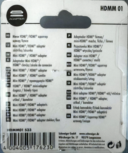 Schwaiger HDMM01 Mini HDMI auf HDMI Adapter 4K Ultra HD Vergoldete Kontakte A5