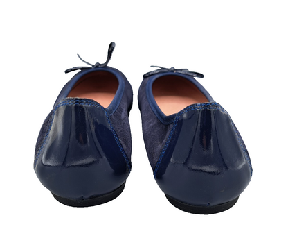 Paul Vesterbro Damen Ballerinas Gr. 36 Dunkelblau Lack Schleife Halbschuhe G