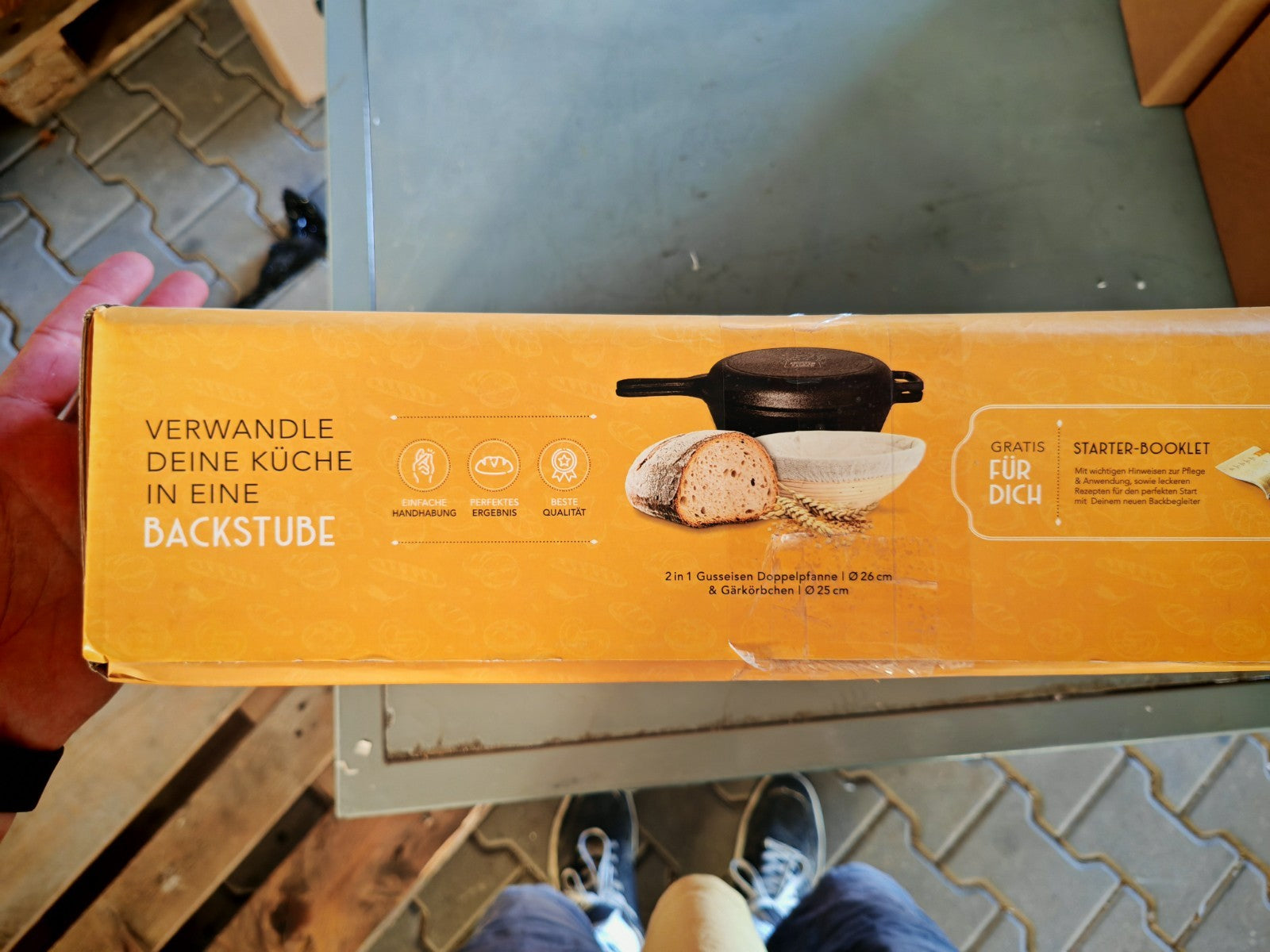 Brotbackform 26cm Gusseisen Topf Dutch Oven Brotbackset inkl. Gärkorb C-06