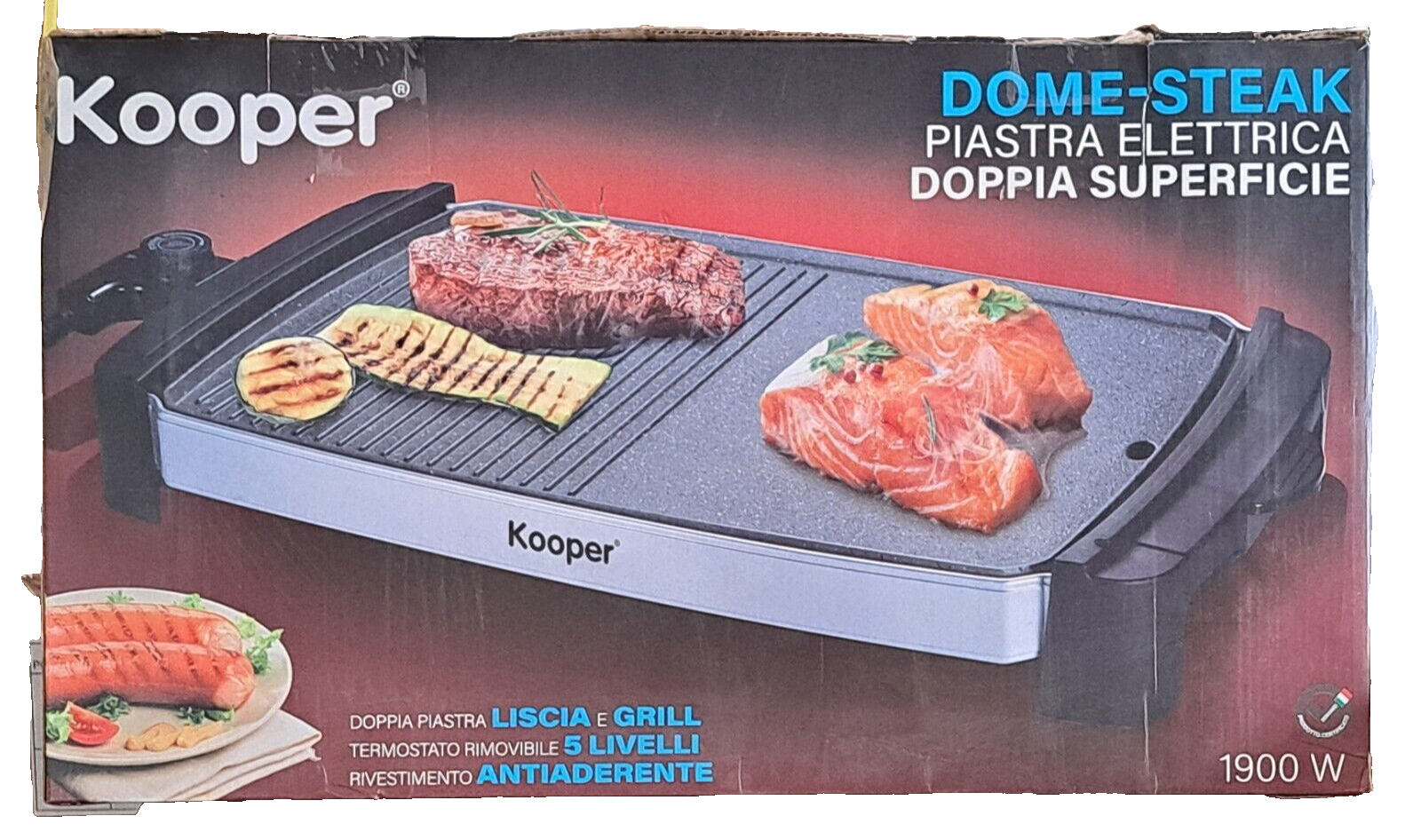 Kooper 5901116 Dome-Steak Elektrische Antihaft-Grillplatte