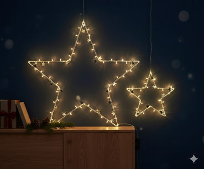 Weltbild LED Hängedeko Sternenzauber 2er Set Sterne Weihnachten Timer Deko HA23