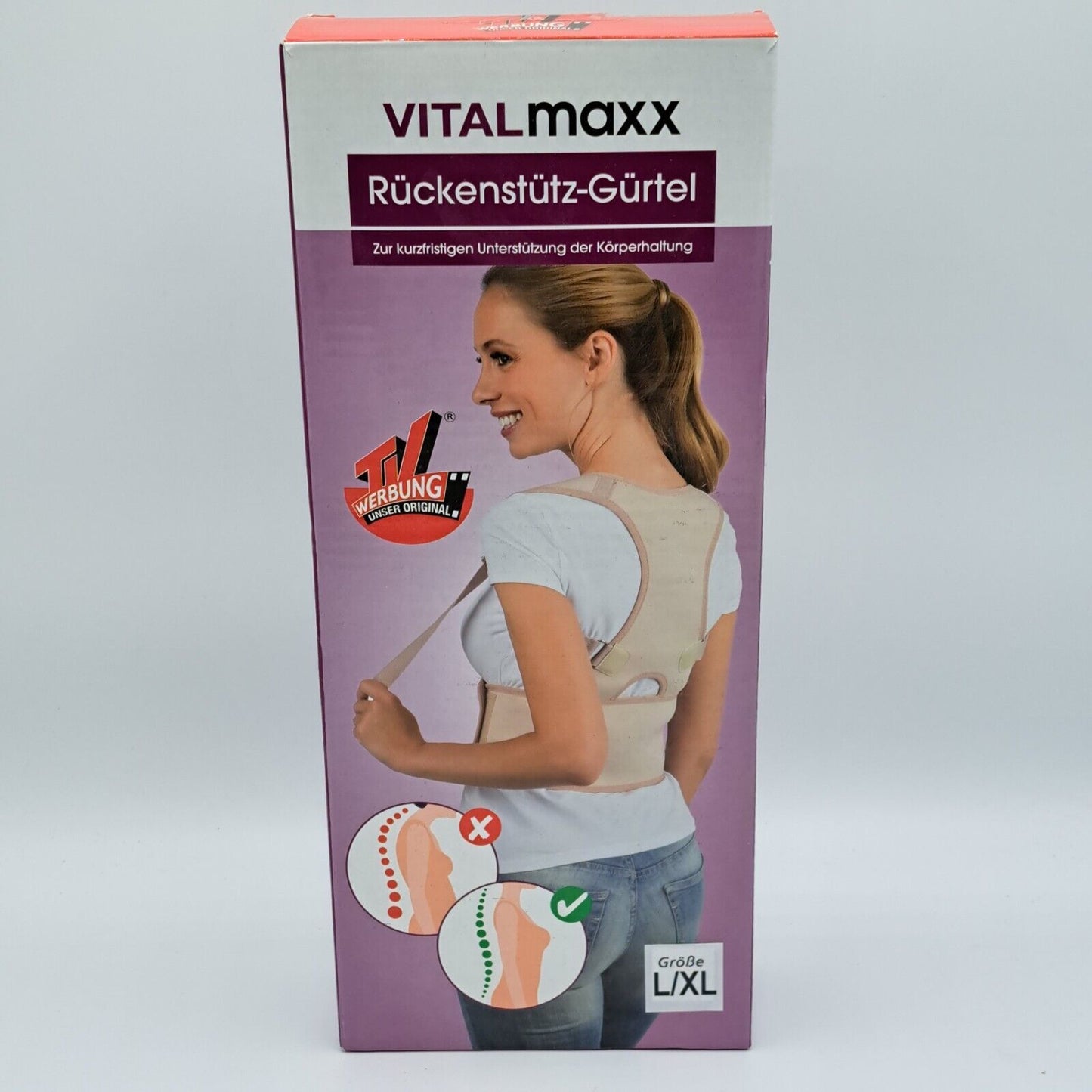 Geradehalter Rückenbandage L/XL Creme VITALmaxx Stützgürtel