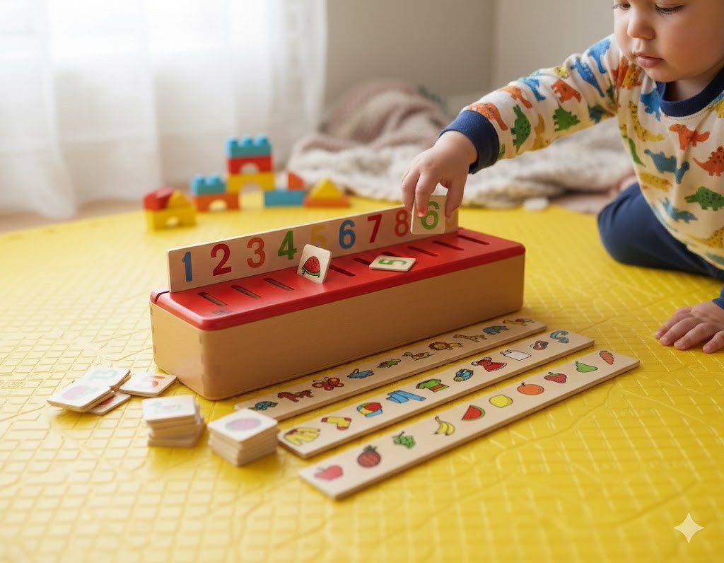 Montessori Sortierbox Holz Lernspielzeug Sortieren Motorik Kinder