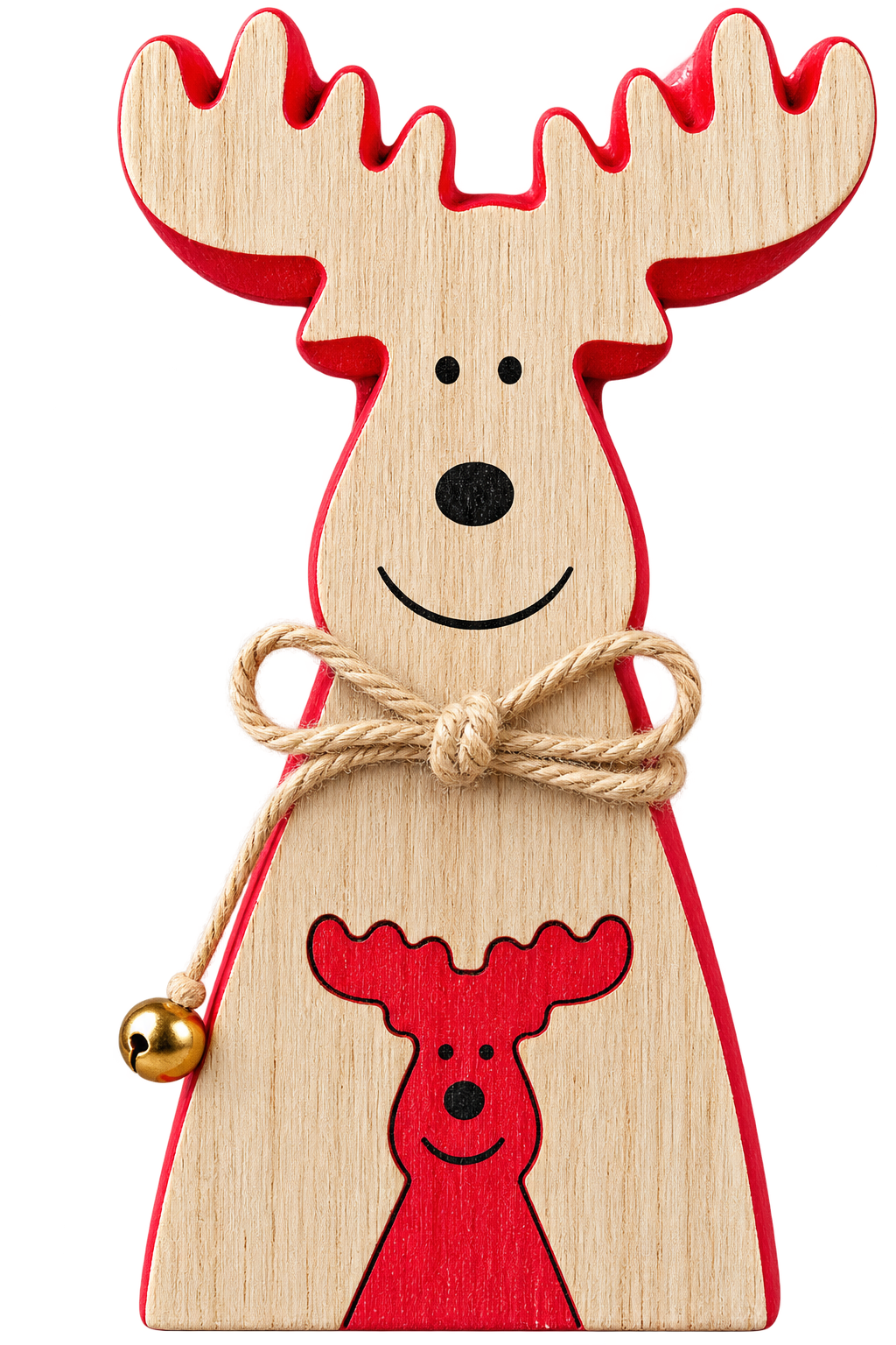 Wenco Holz Rentier Weihnachtsdeko Elch Dekofigur Natur Rot FSC Weihnachten HA21