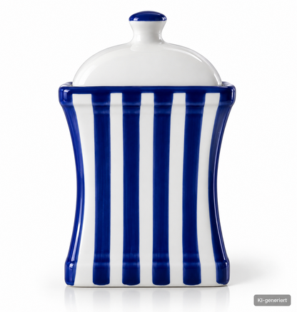 City to Cottage Vorratsdose Keramik Navy Blau Weiß mit Deckel ca. 20 cm B6