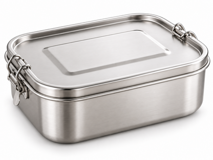 Lunchbox Edelstahl Brotdose mit Deckel Verschlussclips Metall Bento Box B5