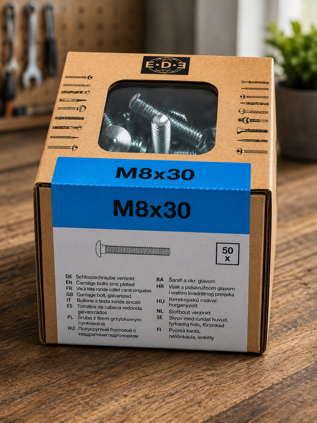 Lux Schlossschrauben verzinkt M8x30mm 50x Sechskant metrisch Gewinde