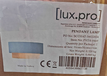 lux.pro Loughborough Pendelleuchte Blau Natur E27 Stoff Hängeleuchte 30cm HA33