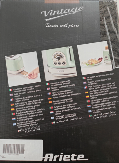 Ariete Vintage 155 Toaster 2 Scheiben Retro 810W Sandwichzangen Grün C5