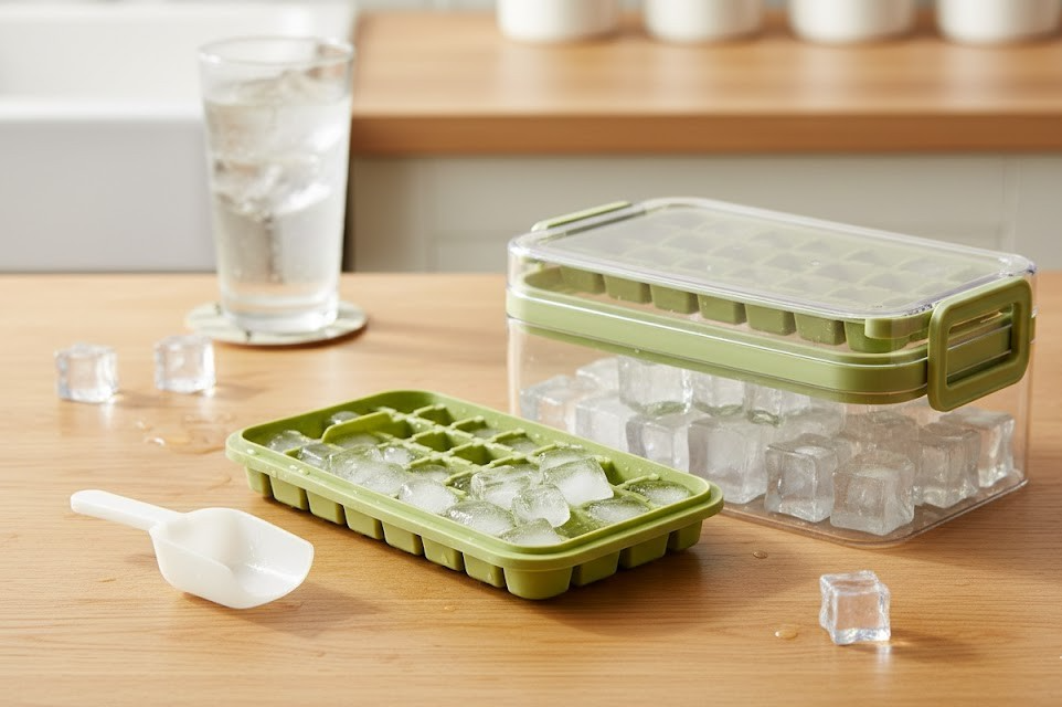COOK'S ESSENTIALS Eiswürfelform mit Löffel & 2 Behälter 23,5x13,5x10,9cm