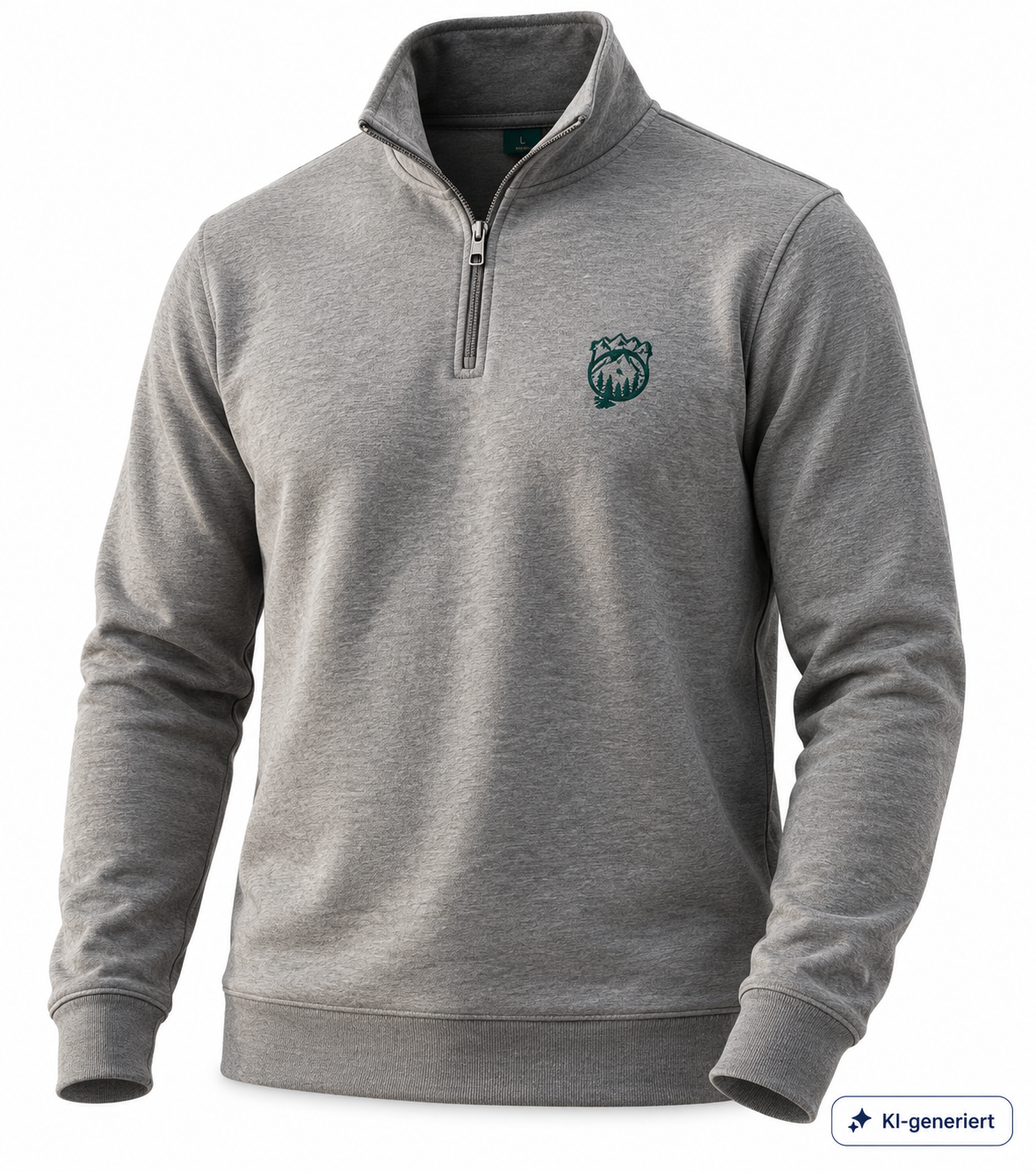 STRANDFEIN Menswear Herren Sweatshirt Grau Meliert Gr. L Troyer Stehkragen G3
