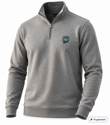 STRANDFEIN Menswear Herren Sweatshirt Grau Meliert Gr. L Troyer Stehkragen G3