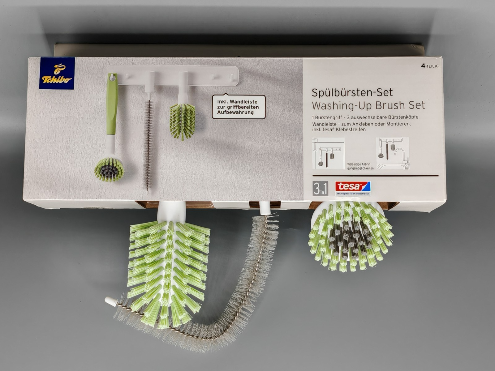 Tchibo Spülbürsten Set 1 Griff + 3 Bürstenköpfe inkl. Wandleiste Küche