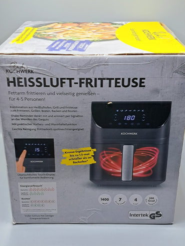 Rachs KOCHWERK Digitale Heißluftfritteuse 4L - Airfryer mit Touchscreen Schwarz