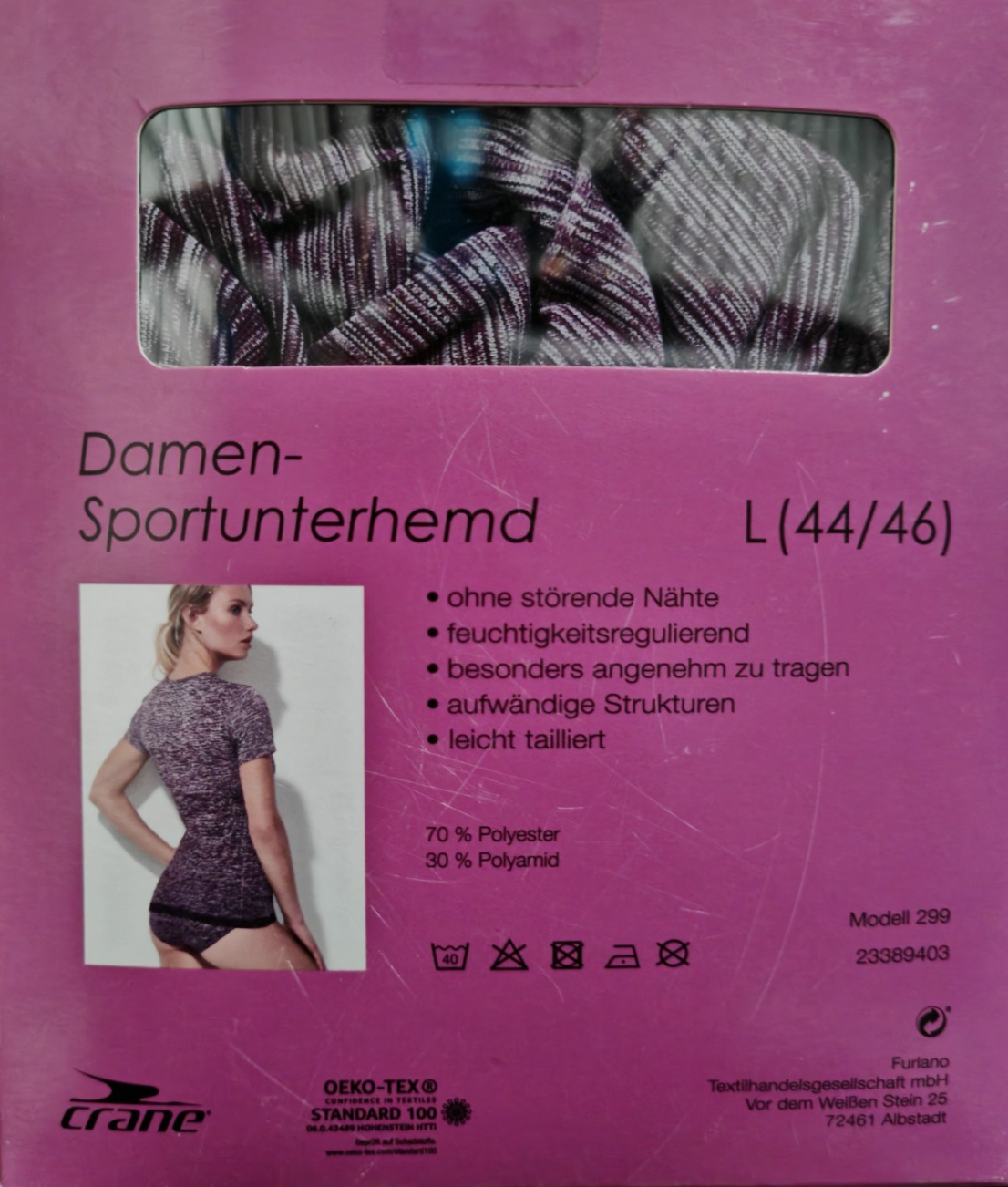 CRANE Damen Funktionsshirt Gr. 44/46 L Violett Sport Unterhemd Laufshirt G3