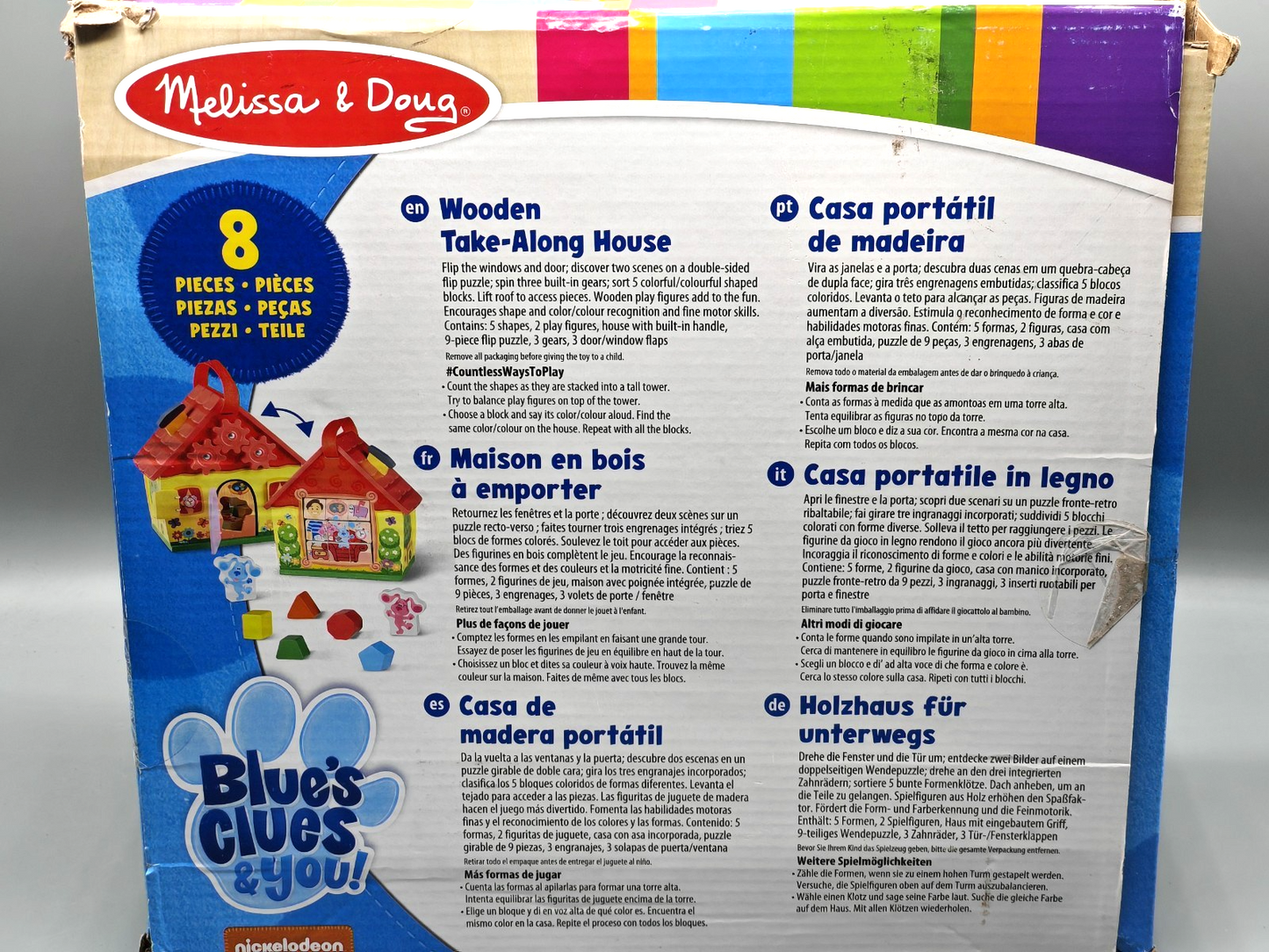 Melissa & Doug Blue's Clues & You Holzhaus Sortierspiel 8 Teile ab 18 Monate D6