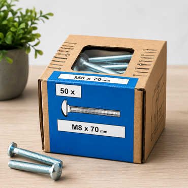 Lux Schlossschrauben verzinkt M8x70mm 50x Rundkopf metrisch Gewinde