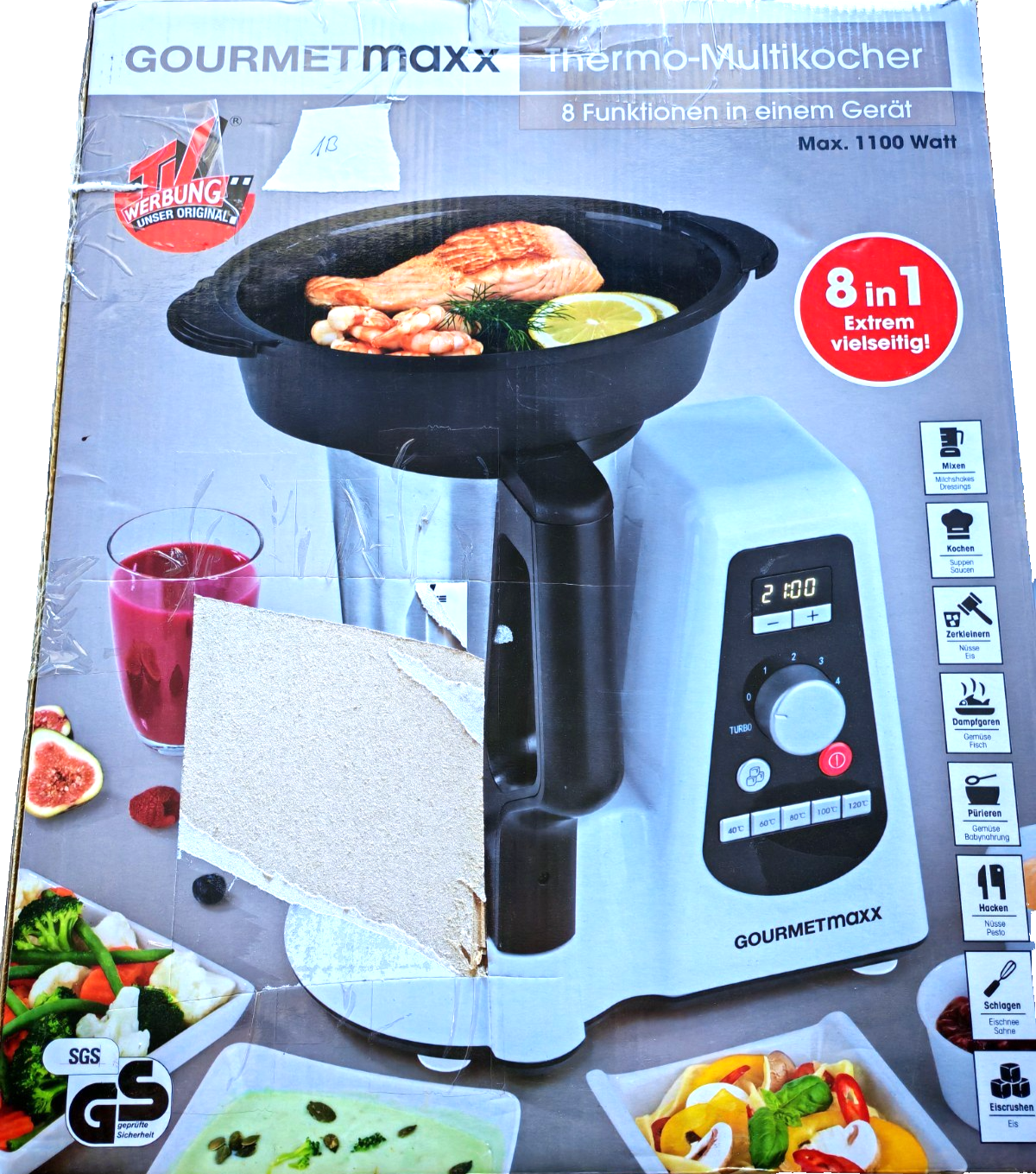 GOURMETmaxx Thermo Multikocher 8in1 Küchenmaschine ohne Zubehör 1100W B03