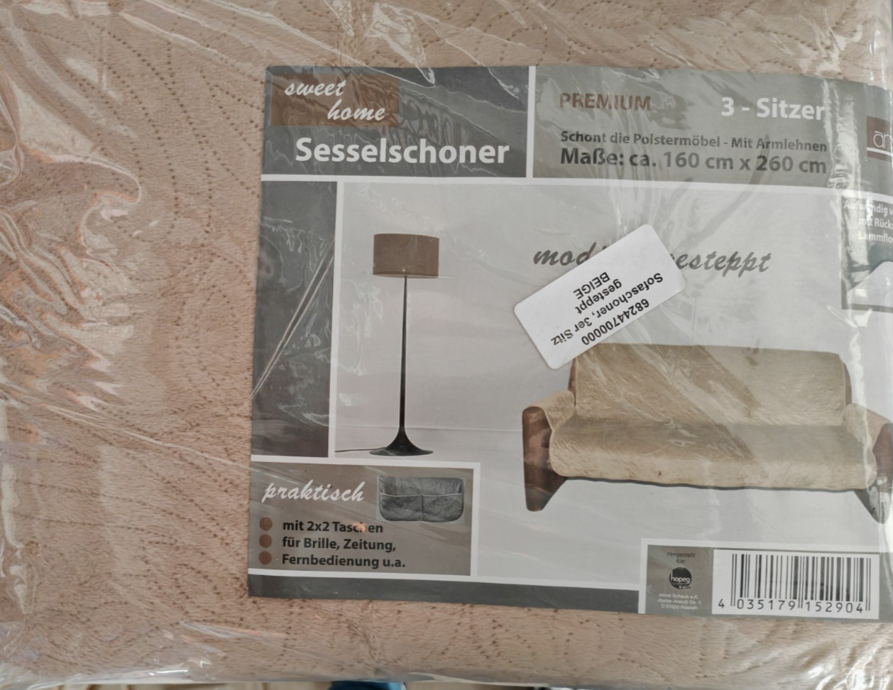 Sweet Home Sesselschoner 3-Sitzer 160x260 cm Beige Sofaschoner Couchschutz  E5