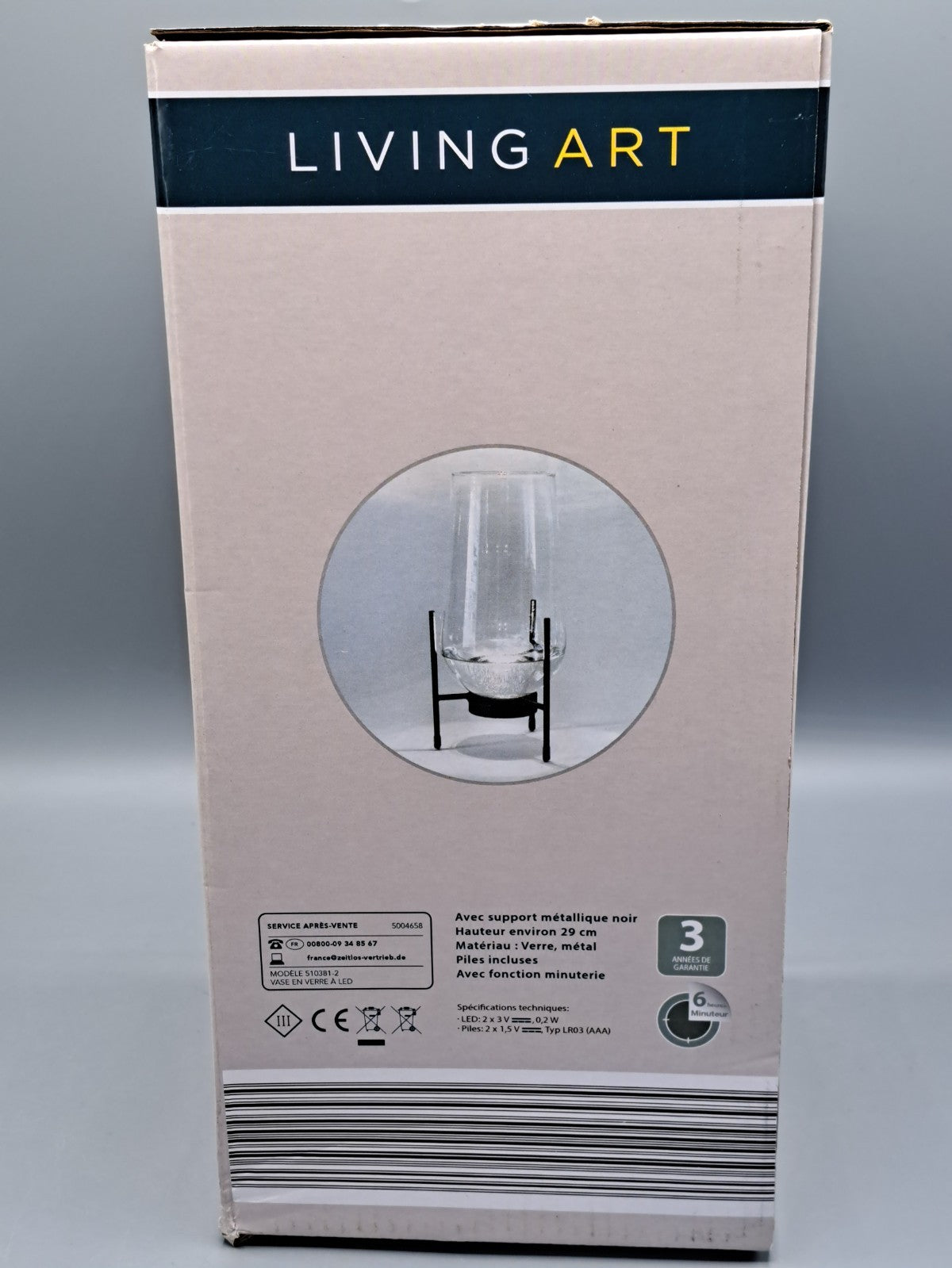 Living Art LED-Vase Modern Dekoration 29 cm Beleuchtung Blumenvase