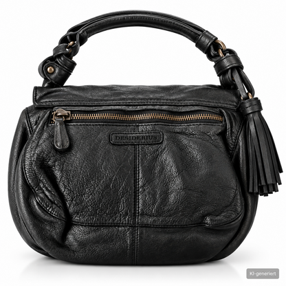 Desiderius Aemilia Damen Ledertasche Schwarz Echtleder Umhängetasche Vintage H2