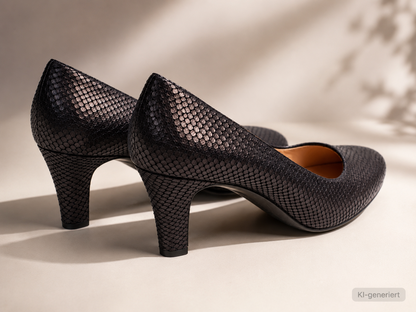 Unisa Damen Pumps Schwarz Reptiloptik Gr. 42 High Heels Business Elegant Schuhe