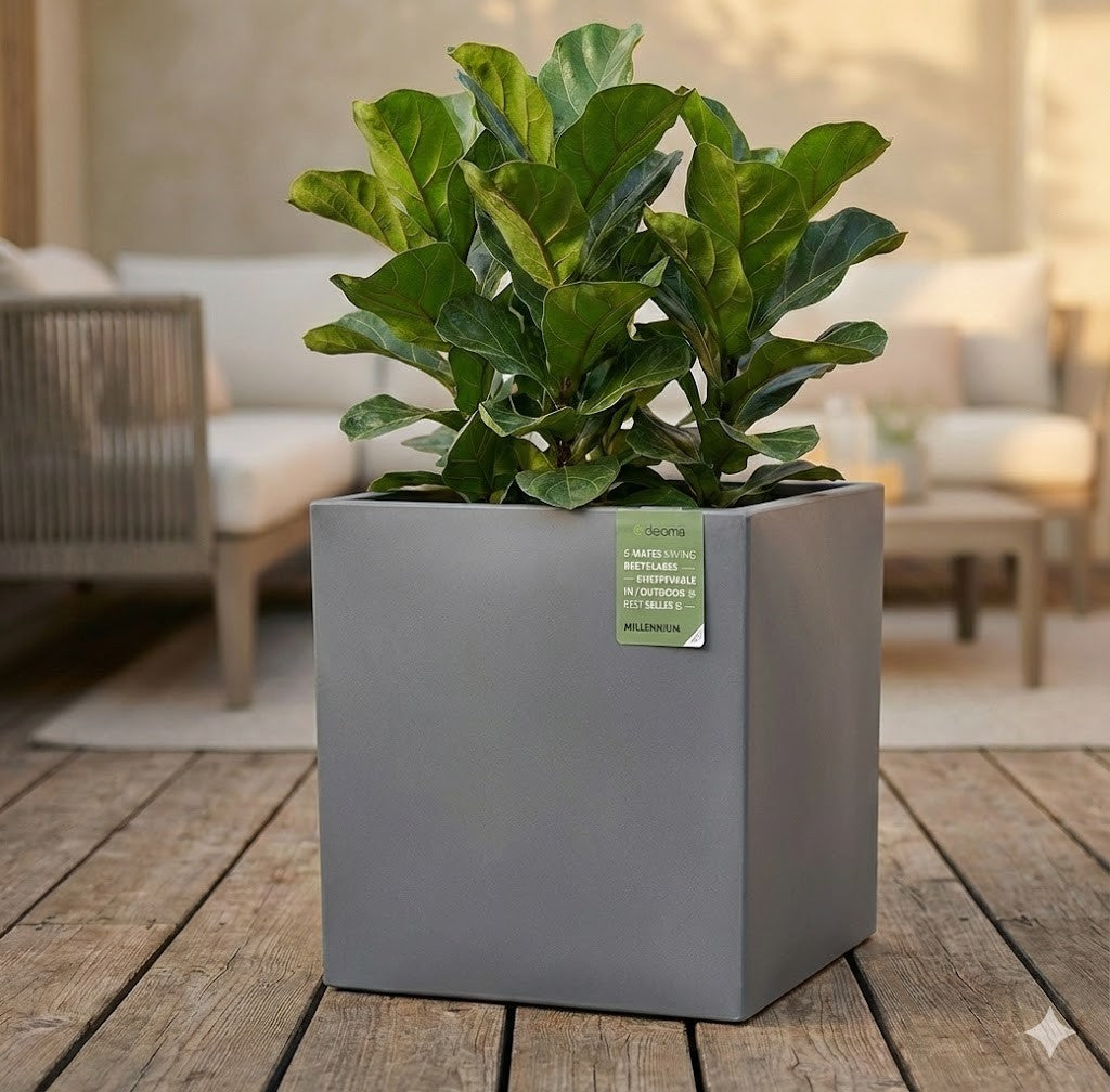 Deroma Pflanztopf Millenium Kunststoff Anthrazit 49 cm Garten Blumenkübel 4