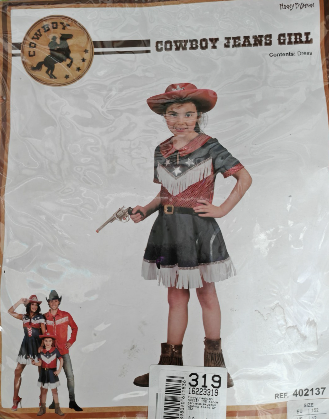 Funny Fashion Cowgirl Kostüm Mädchen Gr.152 Cowboy Kleid Western Fasching G
