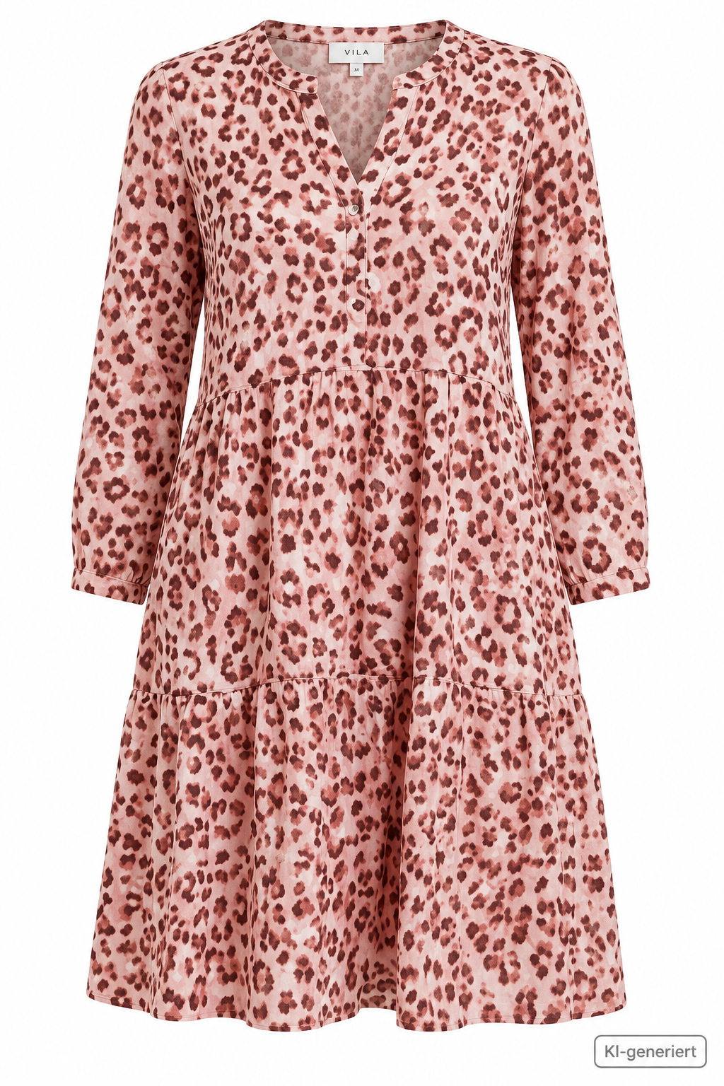 GALA loves LYLA Damen Kleid Leo Pink Rosa Langarm Knopfleiste Freizeit Gr. 50 D1