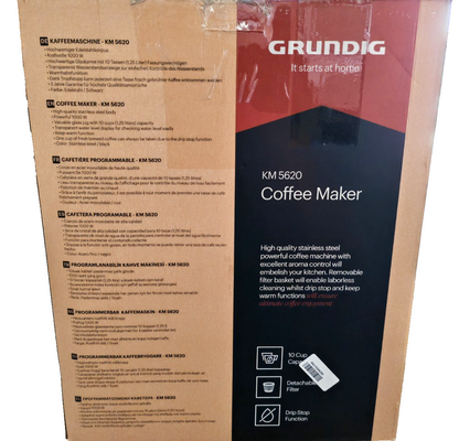 Grundig KM 5620 Filterkaffeemaschine 1000W 1,25L 10 Tassen Edelstahl C4