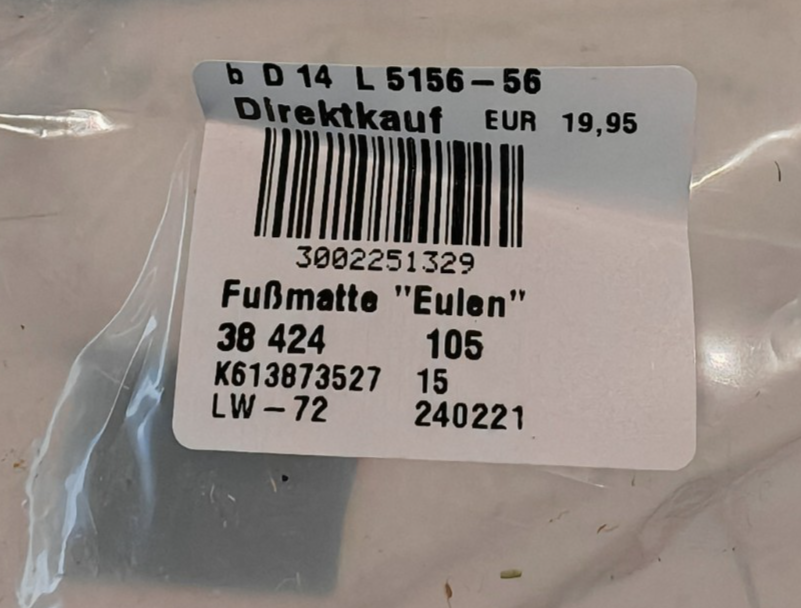 AKZENTE Fußmatte Eulen 40x60 cm Kokos Grün Bunt Schmutzfangmatte Türmatte C3