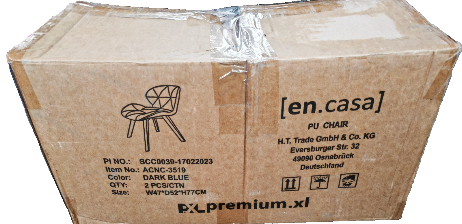 En.Casa Esszimmerstuhl Älmhult 2-er Set 78x47x52 cm Kunstleder Buche Stühle