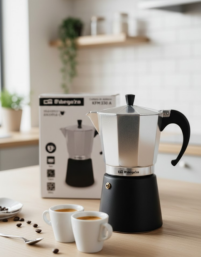 Orbegozo Espressokocher Aluminium 3 Tassen Kaffeemaschine Schwarz Silber A8