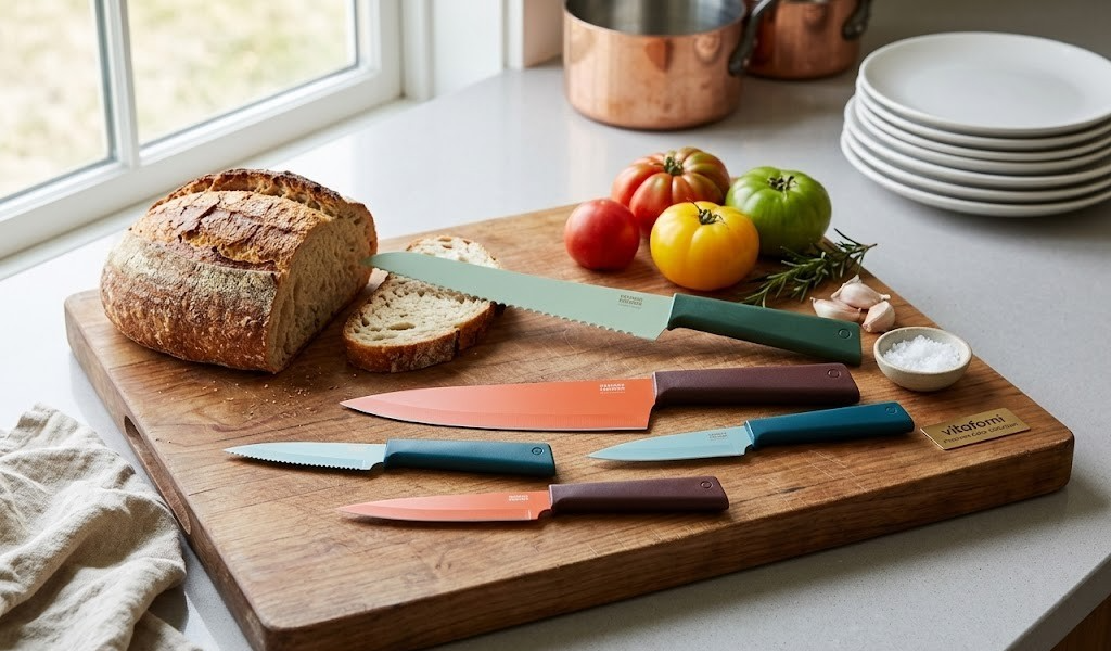 KUHN RIKON Colori Messer-Set 5tlg mit Silikongriffen Küchenmesser