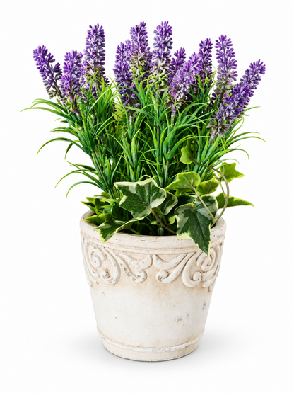 Kunstlavendel im Topf ca. 33 cm Lavendel Kunstpflanze Lila mit Efeu Landhaus C4