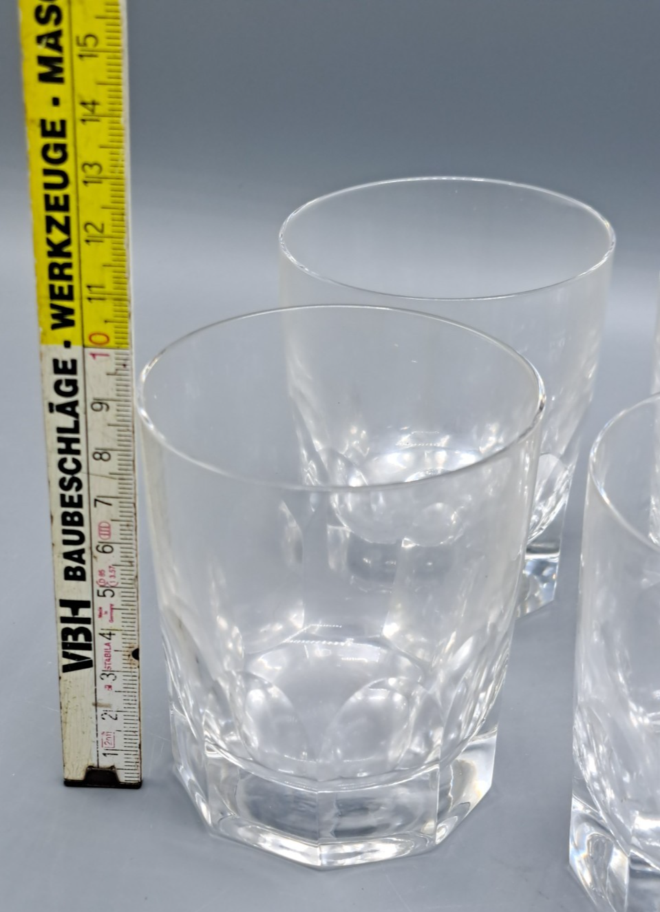Antiquität Mundgeblasenes Glas Handgefertigt 6 Stück 10 cm Hoch Sammler