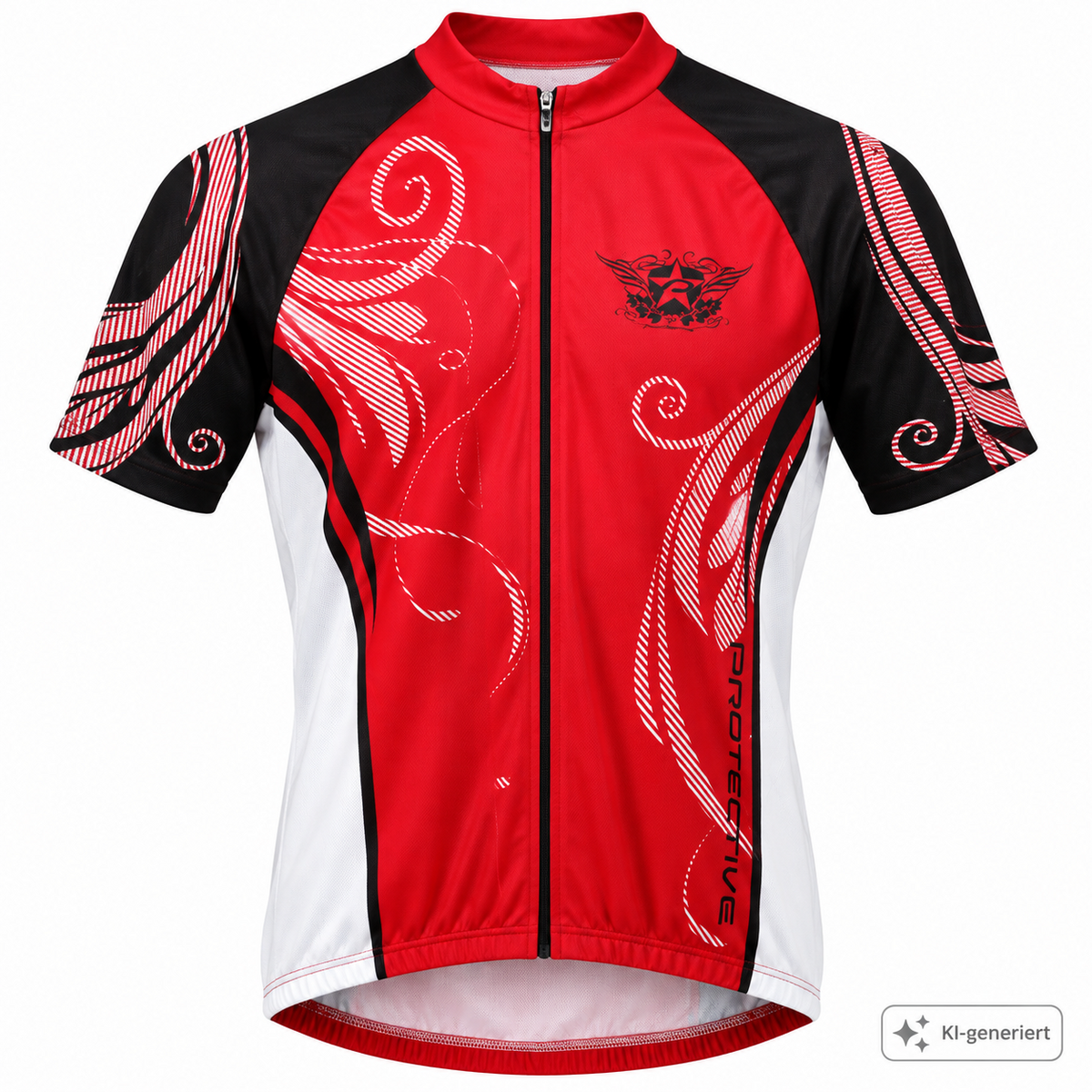 PROTECTIVE Damen Radtrikot Gr. 42 Rot Schwarz Kurzarm Fahrrad Trikot Neu Z