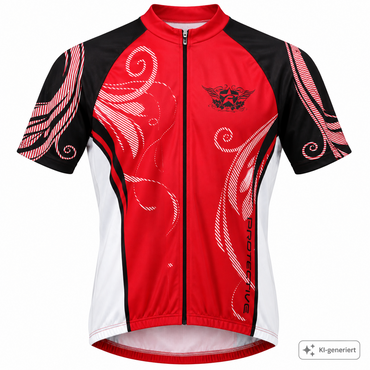 PROTECTIVE Damen Radtrikot Gr. 42 Rot Schwarz Kurzarm Fahrrad Trikot Neu Z