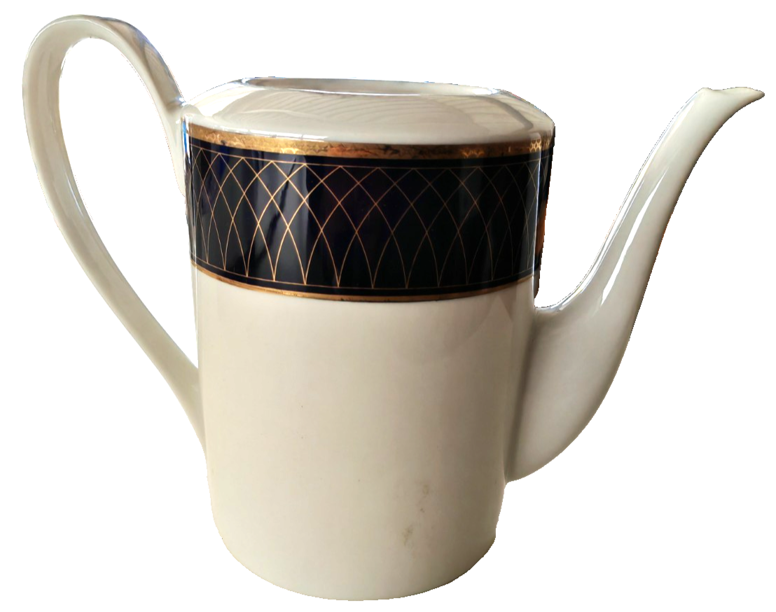 Schirnding Bavaria Kaffeekanne Porzellan Schwarz Gold ohne Deckel Vintage A3