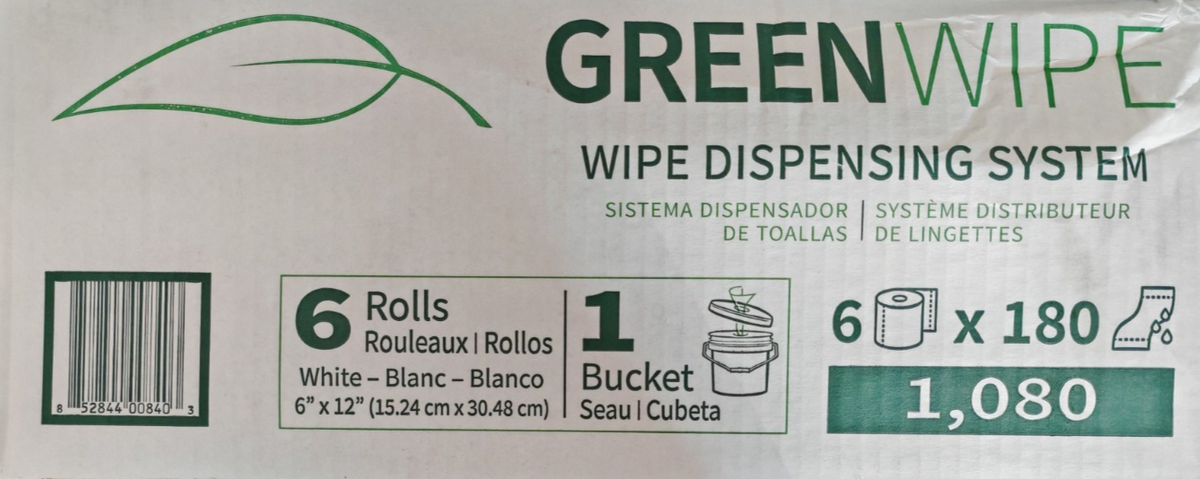 GreenWipe Reinigungstücher 1080 Stück 6 Rollen + Spendereimer Industrie Wipe HA6